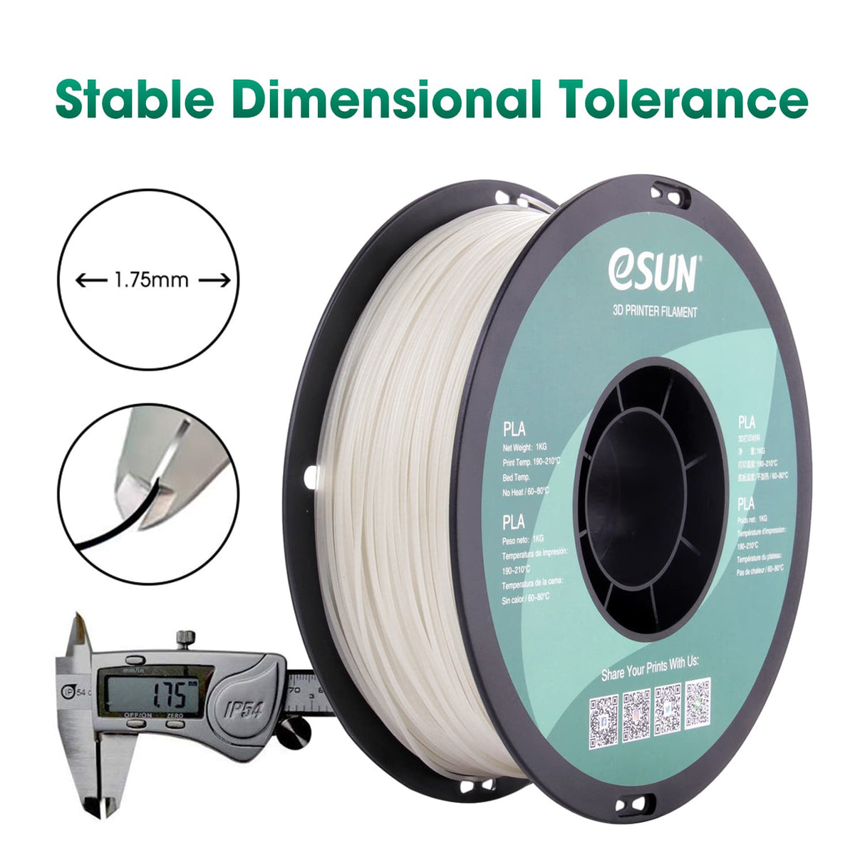 eSUN Luminous PLA 1.75mm 3D Filament 1KG Glow in the Dark