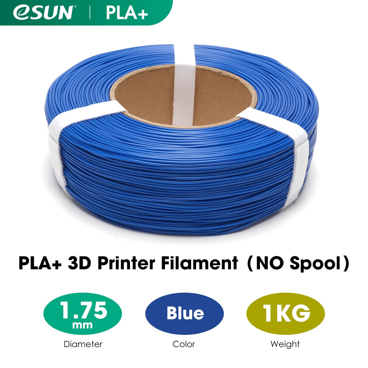 eSUN PLA+ 1.75mm Filaments Refill No Spool& Reusable Spool
