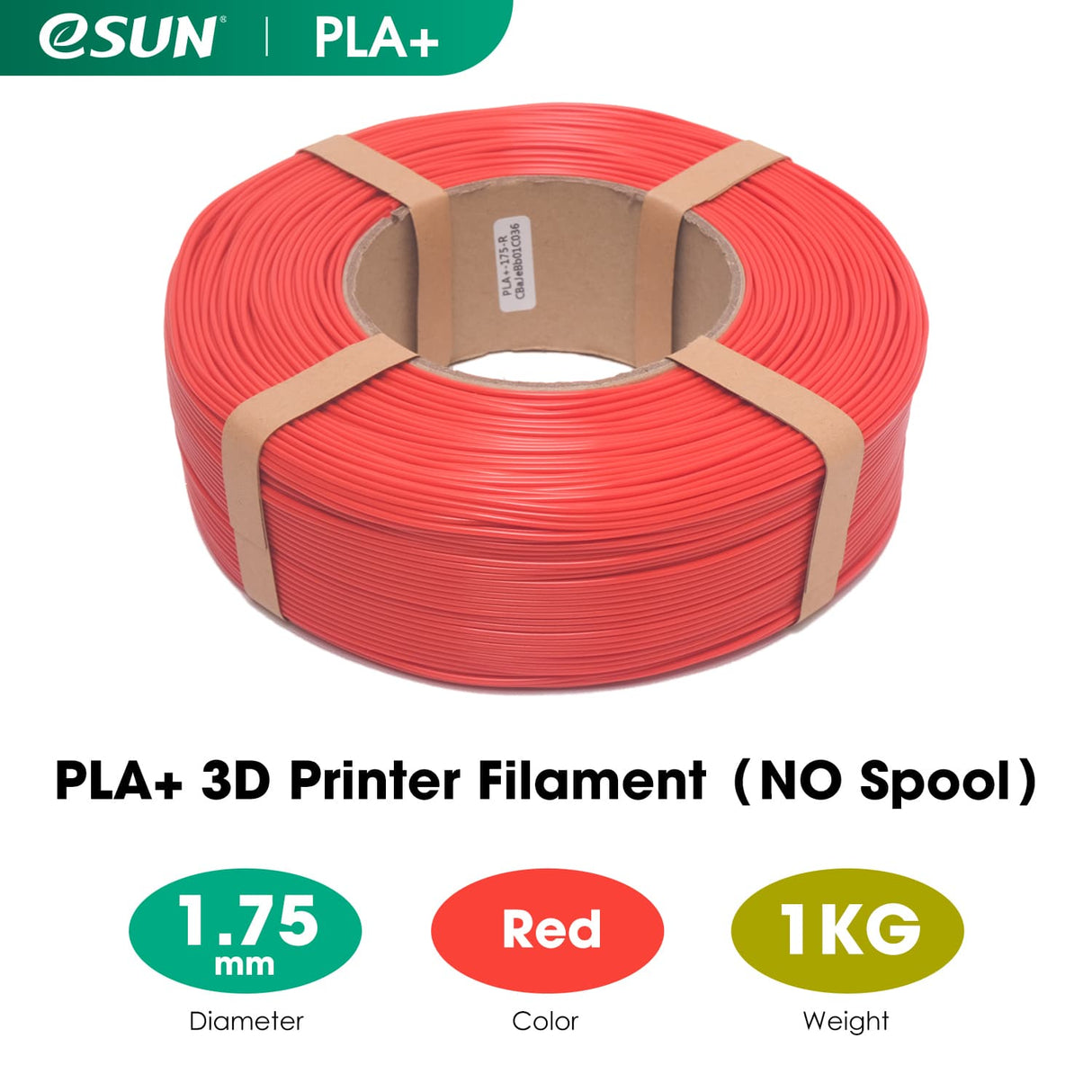 eSUN PLA+ 1.75mm Filaments Refill No Spool& Reusable Spool